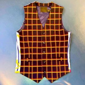 ASOS sz 34 Super cool 2 prints vest in menswear stripe & floral on back